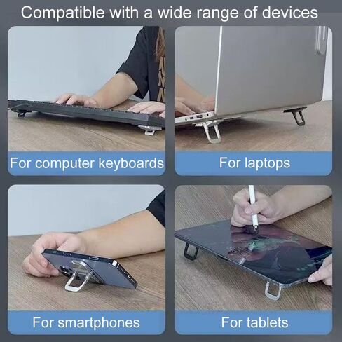 Portable Laptop Stand for Desk, Mini Foldable Laptop Riser,Anti-Slip Alloy Keyboard Stands Riser, Computer Stand Compatible with MacBook Air/Pro/Dell/HP/Lenovo/11''-17''Laptops and Keyboards (Silver) in Kuwait