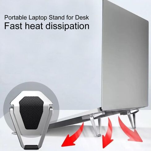Portable Laptop Stand for Desk, Mini Foldable Laptop Riser,Anti-Slip Alloy Keyboard Stands Riser, Computer Stand Compatible with MacBook Air/Pro/Dell/HP/Lenovo/11''-17''Laptops and Keyboards (Silver) in Kuwait
