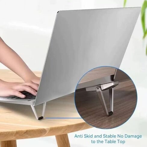 Portable Laptop Stand for Desk, Mini Foldable Laptop Riser,Anti-Slip Alloy Keyboard Stands Riser, Computer Stand Compatible with MacBook Air/Pro/Dell/HP/Lenovo/11''-17''Laptops and Keyboards (Silver) in Kuwait