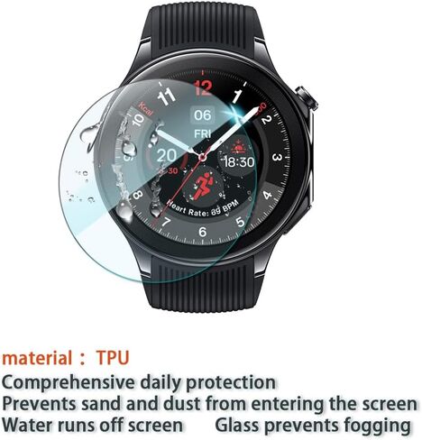 Compatible for OnePlus Watch 2 Screen Protector, Case TPU Soft Frame Cover and Full Coverage Clear TPU Soft Film (Pack of 4+1)(Not for OnePlus Watch 2R) Protector Film Not Glass in Kuwait