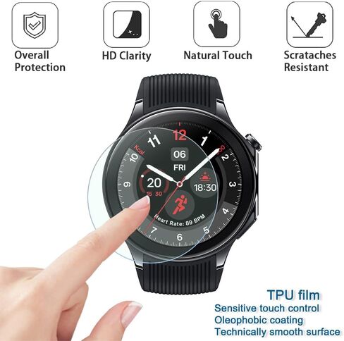 Compatible for OnePlus Watch 2 Screen Protector, Case TPU Soft Frame Cover and Full Coverage Clear TPU Soft Film (Pack of 4+1)(Not for OnePlus Watch 2R) Protector Film Not Glass in Kuwait