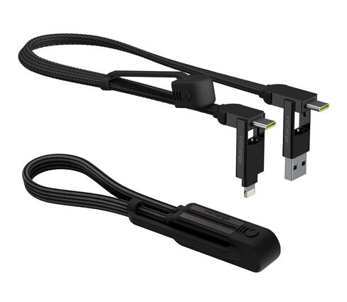 Rolling Square inCharge XL 6-in-1 Multi Charging Cable, Portable USB and USB-C Cable with 100W Ultra-Fast Charging Power, 1 Ft/0.3m, Urban Black in Kuwait