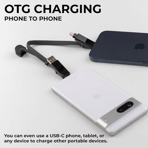 Rolling Square inCharge XL 6-in-1 Multi Charging Cable, Portable USB and USB-C Cable with 100W Ultra-Fast Charging Power, 1 Ft/0.3m, Urban Black in Kuwait