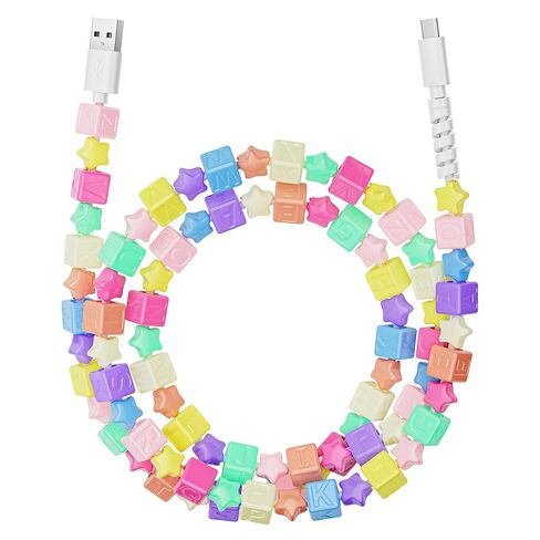 USB to USB C Cable 3FT White Pearl Beaded iPhone Charger Cord for iPhone 17 in Kuwait