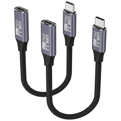2 Pack USB C Extension Cable (20Gbps/240W/4K@60Hz/3.3Ft), USB 3.2 Gen 2,Usbc Extension Cable Compatible with iPhone 17 16 15,Pixel PSVR2, MacBook, Docking Station, Monitor, eGPU, SSD in Kuwait