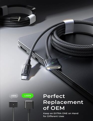 LISEN MacBook Charger Magnetic 140W 3 Cable MacBook Pro Charger, Dark 6.6FT in Kuwait
