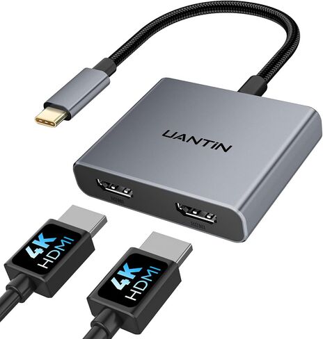 UANTIN USB C to Dual HDMI Adapter 4K@60Hz, Dual Monitor Extended Display in Kuwait