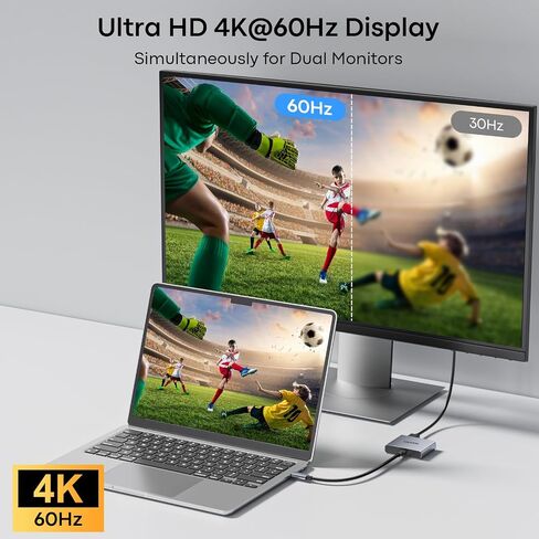 UANTIN USB C to Dual HDMI Adapter 4K@60Hz, Dual Monitor Extended Display in Kuwait