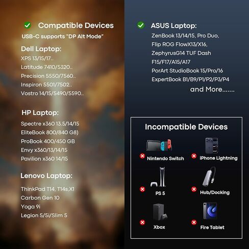 UANTIN USB C to Dual HDMI Adapter 4K@60Hz, Dual Monitor Extended Display in Kuwait