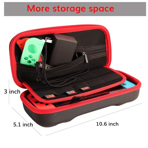 EOVOLA Accessories Kit for Nintendo Switch / Switch OLED Model Games Bundle Wheel Grip Caps Carrying Case Screen Protector Controller in Kuwait