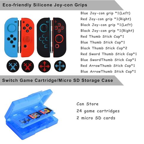 EOVOLA Accessories Kit for Nintendo Switch / Switch OLED Model Games Bundle Wheel Grip Caps Carrying Case Screen Protector Controller in Kuwait
