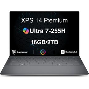 Dell XPS 14 Premium Laptop DA14250, 14.5" 3.2K OLED Touchscreen Display, Intel Core Ultra 7 255H, 16GB LPDDR5X RAM, 1TB PCIe SSD, Backlit Keyboard, Fingerprint Reader, WiFi 7, Windows 11 Pro in Kuwait