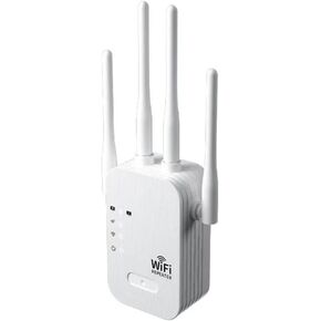 WiFi Extender 4 Antennas Wide Coverage Stable WiFi Repeater Anti-Interference Heat Dissipation WiFi Booster(US,White) in Kuwait