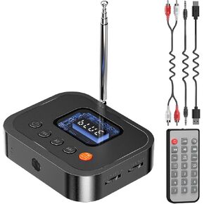 Bluetooth 6.0 Audio Receiver, 3-in-1 Wireless Adapter with FM Radio, U-Disk Playback, HD LED Display, Remote Control, Dual Output, Long Battery, Wireless Upgrade for Home Amplifier & Wired Speakers in Kuwait