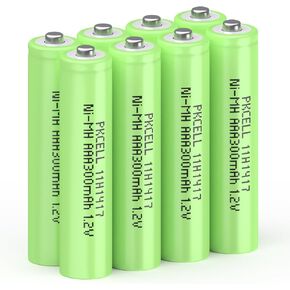 PKCELL 8 Pack Rechargeable AAA Batteries, 1.2V 300mAh NiMH High-Performance Triple A Batteries, Long-Lasting and Pre-Charged Battery for Garden Solar Light Lamp, Flashlights, TV Remotes in Kuwait