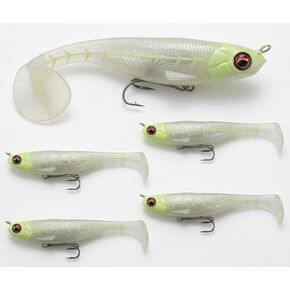 USA Bass Tackle Mag Shad - Scent Infused Magnum Paddle Tail Swimbaits Pre Rigged Fishing Lures Premium Bait with Strong Owner Hook, Fishing Gear for Giant Predator Fish in Kuwait