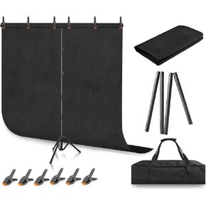 Jiang&Rong Black Screen Backdrop Stand Kit 5x7.5FT with Reverse FoldingBase in Saudi Arabia