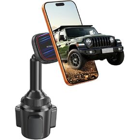 OQTIQ Magnetic Phone Cup Holder for Car - Adjustable Height & Multi-Angle - One-Hand Operation - Compatible with Samsung, Google, & More - Black, Not for MagSafe in Kuwait