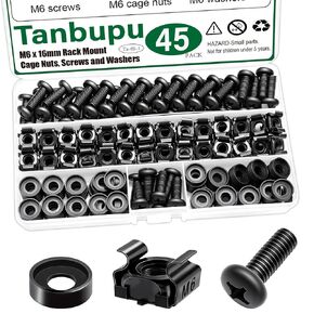 45PACK M6 x 16mm Rack Mount Cage Nuts, Screws, Washers, Black Server Rack Screws and Square Insert Nuts for Rack Mount Server Cabinet, Shelves, Enclosures, Routers in Saudi Arabia