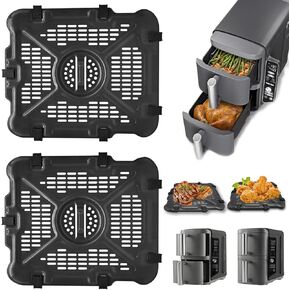 GXF Air Fryer Grill Tray for Ninja Foodi DZ100 DZ201 Air Fryers, 2 Packs Replacement Air Fryer Crisper Plate Grill Plate Pan Accessories with Rubber Bumpers, Dishwasher Safe in Kuwait