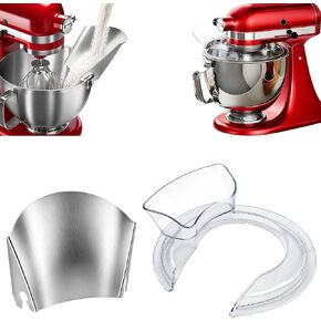 Stainless Steel Pouring Chute with Splash Guard Bowl Lid Combo, Replacement Accessories Fit KitchenAid 4.5-5 Quart Tilt Head Stand Mixer,Anti-Spill Bowl Cover & No-Mess Pour Guide Mixer Attachments in Kuwait