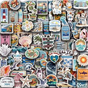 100Pcs Ocean Beach Stickers, Summer Vintage Coast Aesthetic Stickers in Kuwait