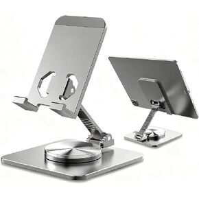 360° Rotating Phone Stand for Desk with Anti-Slip Silicone Pad, Foldable Cell Phone Stand for iPhone Samsung Google Pixel LG, Compatible with 4-12.9" Smartphones & Tablets with Travel Carrying Pouch in Kuwait