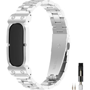Miimall Metal Band for Google Fitbit Air Band, Rugged Stainless Steel Replacement Strap Elegant Luxury Business Classy Adjustable Wristband Bracelet for Fitbit Air for Men Women in Kuwait