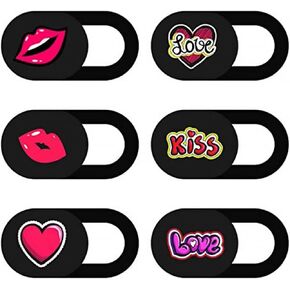 6pcs Cute Heart Lip Pattern Abs Camera Privacy Slide Cover in Kuwait