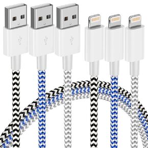 iPhone Charger 3 Pack Lightning Cable 3FT [Apple MFi Certified] Nylon Braided Cable Fast Charger Cord for iPhone 14 13 12 11 Pro Max XR XS X 8 7 and More in Saudi Arabia