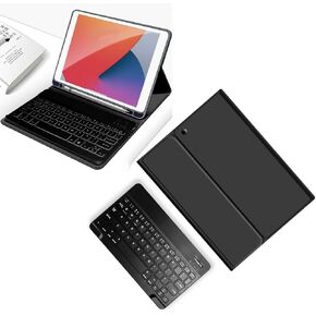 Chiyyak Wireless Tablet Keyboard with Magnetic Convenience and Shortcut Keys for IOS Tablet Computer 10.2 Inch, Includes Protective Case and Pen Holder (Black Case and Black Keyboard) in Kuwait