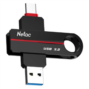 Netac US18 32GB USB 3.2 Flash Drive, Up to 150MB/s, Dual Port Thumb Drive for Data Storage, Pen Drive with Swivel Design, Memory Stick for External Storage Data/Computer/PC/Laptop/Sound in Kuwait