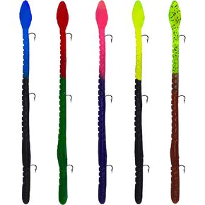 Delong Lures 6" KILR Worms Pre-Rigged for Bass, Pike and Anything in Between, Bass Lures Bait Tackle 5 Per Pack in Kuwait