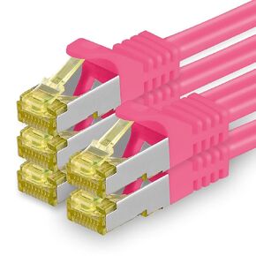 1aTTack.de Cat.7 Patch Cable Set S/FTP (PiMF) Ethernet LAN Network Cables 10 Gigabit/s High Speed 600 MHz with Locking Protection Halogen-Free (LSZH) Magenta - 5 Pieces 2m in Saudi Arabia