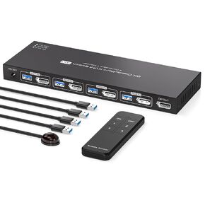 8K Displayport KVM Switch 4 Computers 1 Monitor 4K144Hz 4 Port KVM Sharing 1 Monitor and 4 USB 3.0 Device with Controller Support Extended/Copy Mode in Saudi Arabia