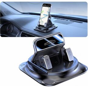 Car Dashboard Phone Holder, 360-degrees Rotating Non-Slip Navigation Mount, Auto-Locking Portable Stand with Self-Adhesive, Universal Wider Bracket for Most Size Smartphones (Black) in Kuwait