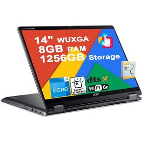 Acer Chromebook Plus Spin 514 2-in-1 Google AI Laptop | 14" WUXGA IPS Touch 100% sRGB | Intel 10-core i5-1334U | 8GB DDR5 1256GB Storage (1TB SSD + 256GB SD Card) | Backlit Type-c w/DLCA Accessory in Kuwait