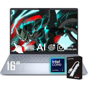 Dell 16 Plus AI Business Laptop, 16" FHD+ Touchscreen, Intel Core Ultra 7 258V(>Ultra 9 185H), Backlit Keyboard, Fingerprint, 1080p Webcam, Windows 11 Pro, Ice Blue(32GB DDR5 RAM 8533MHz | 1TB SSD) in Kuwait