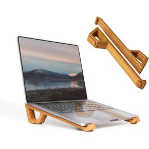 MAKETY Wooden Laptop Stand for Desk, Portable 2-Piece Computer Riser, Solid Oak Wood in Kuwait