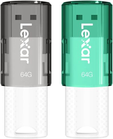 Lexar® JumpDrive® S60 USB 2.0 Flash Drives, 64GB, Black/Teal, Pack of 2 Flash Drives, LJDS60-64GB2NNU in Kuwait