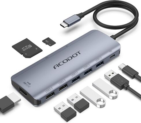 USB C Hub, 9-in-1 Multi-Port USB Adapter, 4K@60Hz HDMI, 100W Max PD, 3 USB3.0(5Gbps) + 2 USB2.0 Data Ports, SD/TF Card Reader for MacBook, iPad Pro, Dell, HP, Lenovo, Windows Laptop, Rose Gold in Kuwait
