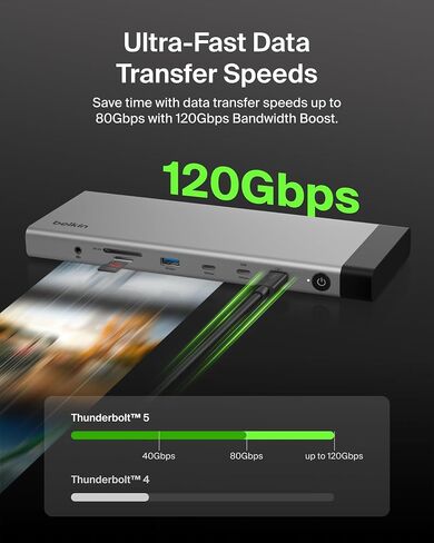 Belkin 140W Thunderbolt™ 5 Dock, 14-in-1 Docking Station, 4K@144Hz Display in Kuwait