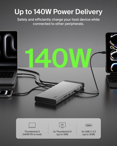 Belkin 140W Thunderbolt™ 5 Dock, 14-in-1 Docking Station, 4K@144Hz Display in Kuwait