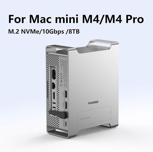 Docking Station Case for Mac mini M4/M4 Pro, NVMe SSD Enclosure Expands Internal Storage Up to 8TB, USB-C 10Gbps, 4K HDMI, SD/TF Card Reader, USB 3.2 Hub, Aluminum Stand in Kuwait