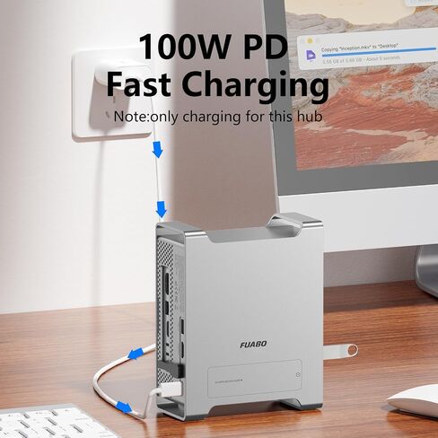 Docking Station Case for Mac mini M4/M4 Pro, NVMe SSD Enclosure Expands Internal Storage Up to 8TB, USB-C 10Gbps, 4K HDMI, SD/TF Card Reader, USB 3.2 Hub, Aluminum Stand in Kuwait