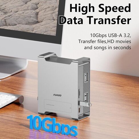 Docking Station Case for Mac mini M4/M4 Pro, NVMe SSD Enclosure Expands Internal Storage Up to 8TB, USB-C 10Gbps, 4K HDMI, SD/TF Card Reader, USB 3.2 Hub, Aluminum Stand in Kuwait