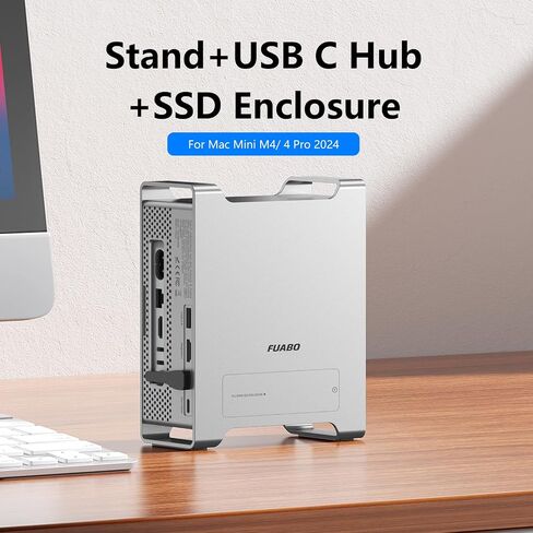 Docking Station Case for Mac mini M4/M4 Pro, NVMe SSD Enclosure Expands Internal Storage Up to 8TB, USB-C 10Gbps, 4K HDMI, SD/TF Card Reader, USB 3.2 Hub, Aluminum Stand in Kuwait