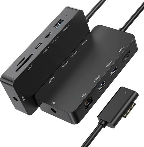 10-in-1 Surface Docking Station for Surface Pro & Laptop, 4K@60Hz HDMI, USB-C & USB 3.0 Ports, SD/TF Card Reader, Gigabit Ethernet, PD Charging, Magnetic Surface Connect in Kuwait