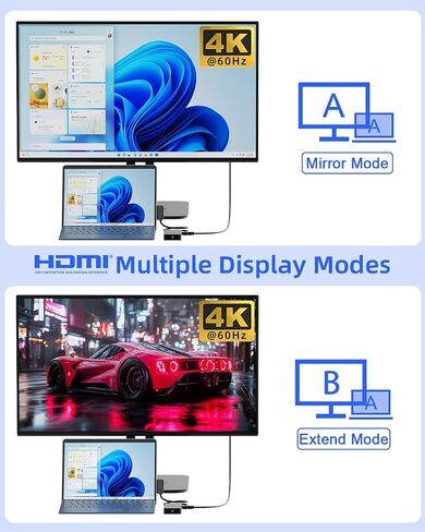 10-in-1 Surface Docking Station for Surface Pro & Laptop, 4K@60Hz HDMI, USB-C & USB 3.0 Ports, SD/TF Card Reader, Gigabit Ethernet, PD Charging, Magnetic Surface Connect in Kuwait