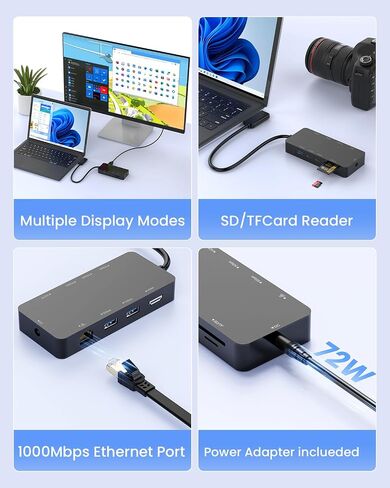 10-in-1 Surface Docking Station for Surface Pro & Laptop, 4K@60Hz HDMI, USB-C & USB 3.0 Ports, SD/TF Card Reader, Gigabit Ethernet, PD Charging, Magnetic Surface Connect in Kuwait